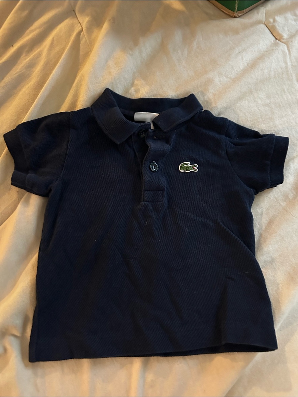 Lacoste Kids Navy Blue Polo with Green Crocodile Logo